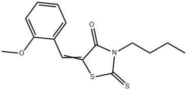 (5Z)-3-butyl-5-[(2-methoxyphenyl)methylidene]-2-sulfanylidene-1,3-thiazolidin-4-one Struktur
