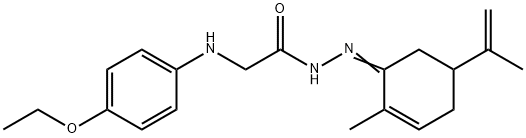 2-[(4-ethoxyphenyl)amino]-N'-(5-isopropenyl-2-methyl-2-cyclohexen-1-ylidene)acetohydrazide (non-preferred name) Struktur