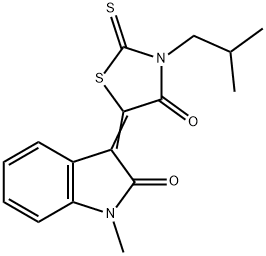 (5Z)-5-(1-methyl-2-oxoindol-3-ylidene)-3-(2-methylpropyl)-2-sulfanylidene-1,3-thiazolidin-4-one Struktur