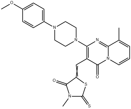 (5Z)-5-[[2-[4-(4-methoxyphenyl)piperazin-1-yl]-9-methyl-4-oxopyrido[1,2-a]pyrimidin-3-yl]methylidene]-3-methyl-2-sulfanylidene-1,3-thiazolidin-4-one Struktur