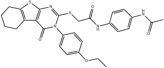 N-(4-acetamidophenyl)-2-[[3-(4-ethoxyphenyl)-4-oxo-5,6,7,8-tetrahydro-[1]benzothiolo[2,3-d]pyrimidin-2-yl]sulfanyl]acetamide Struktur