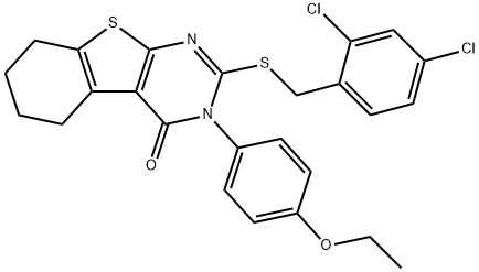 2-[(2,4-dichlorophenyl)methylsulfanyl]-3-(4-ethoxyphenyl)-5,6,7,8-tetrahydro-[1]benzothiolo[2,3-d]pyrimidin-4-one Struktur
