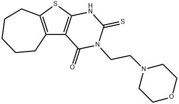 3-(2-morpholin-4-ylethyl)-2-sulfanylidene-1,5,6,7,8,9-hexahydrocyclohepta[2,3]thieno[2,4-b]pyrimidin-4-one Struktur
