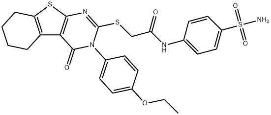 2-[[3-(4-ethoxyphenyl)-4-oxo-5,6,7,8-tetrahydro-[1]benzothiolo[2,3-d]pyrimidin-2-yl]sulfanyl]-N-(4-sulfamoylphenyl)acetamide Struktur