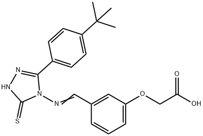 2-[3-[(E)-[3-(4-tert-butylphenyl)-5-sulfanylidene-1H-1,2,4-triazol-4-yl]iminomethyl]phenoxy]acetic acid Struktur