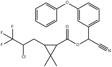 Cyano(3-phenoxyphenyl)methyl 3-(2-Chloro-3,3,3-trifluoropropyl)-2,2-dimethylcyclopropanecarboxylate Struktur