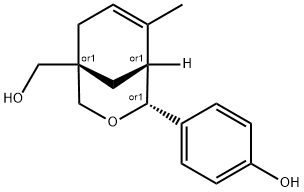 3-Oxabicyclo[3.3.1]non-6-ene-1-methanol, 4-(4-hydroxyphenyl)-6-methyl-, (1R,4R,5R)-rel- Struktur