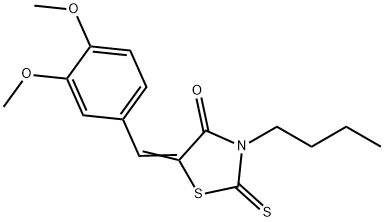 (5Z)-3-butyl-5-[(3,4-dimethoxyphenyl)methylidene]-2-sulfanylidene-1,3-thiazolidin-4-one Struktur