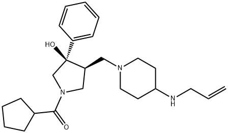 Methanone, cyclopentyl[(3R,4S)-3-hydroxy-3-phenyl-4-[[4-(2-propen-1-ylamino)-1-piperidinyl]methyl]-1-pyrrolidinyl]- Struktur