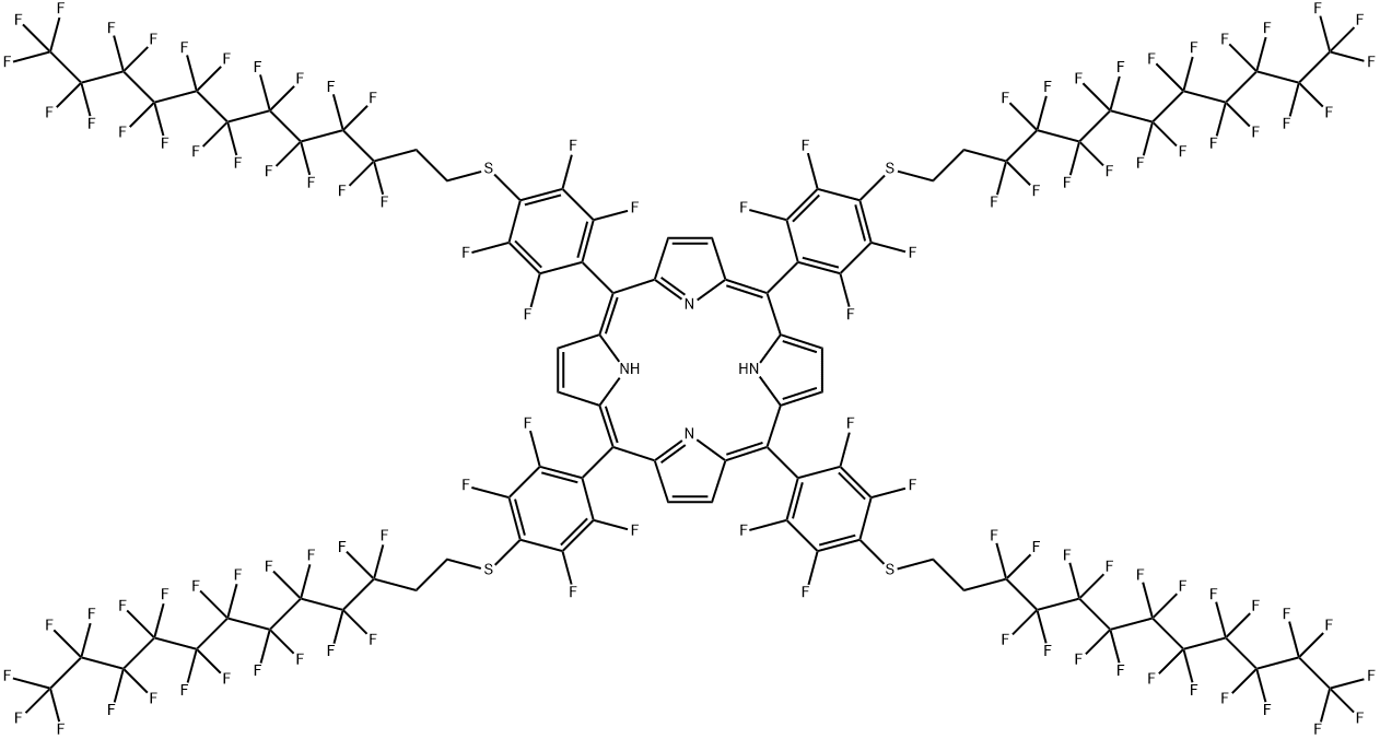 5,10,15,20-Tetrakis[4-(1'H,1'H,2'H,2'H-perfluorododecylthio)-2,3,5,6-tetrafluorophenyl] porphyrin Struktur