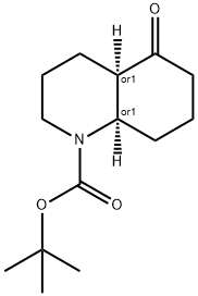 1(2H)-Quinolinecarboxylic acid, octahydro-5-oxo-, 1,1-dimethylethyl ester, (4aR,8aR)-rel- Struktur