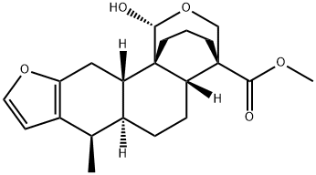 3H-4,11b-Propano-1H-furo[3',2':6,7]naphtho[1,2-c]pyran-4(4aH)-carboxylic acid, 5,6,6a,7,11,11a-hexahydro-1-hydroxy-7-methyl-, methyl ester, (1R,4R,4aR,6aS,7R,11aS,11bS)- Struktur