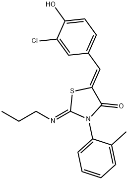 4-Thiazolidinone, 5-[(3-chloro-4-hydroxyphenyl)methylene]-3-(2-methylphenyl)-2-(propylimino)-, (2Z,5Z)- Struktur