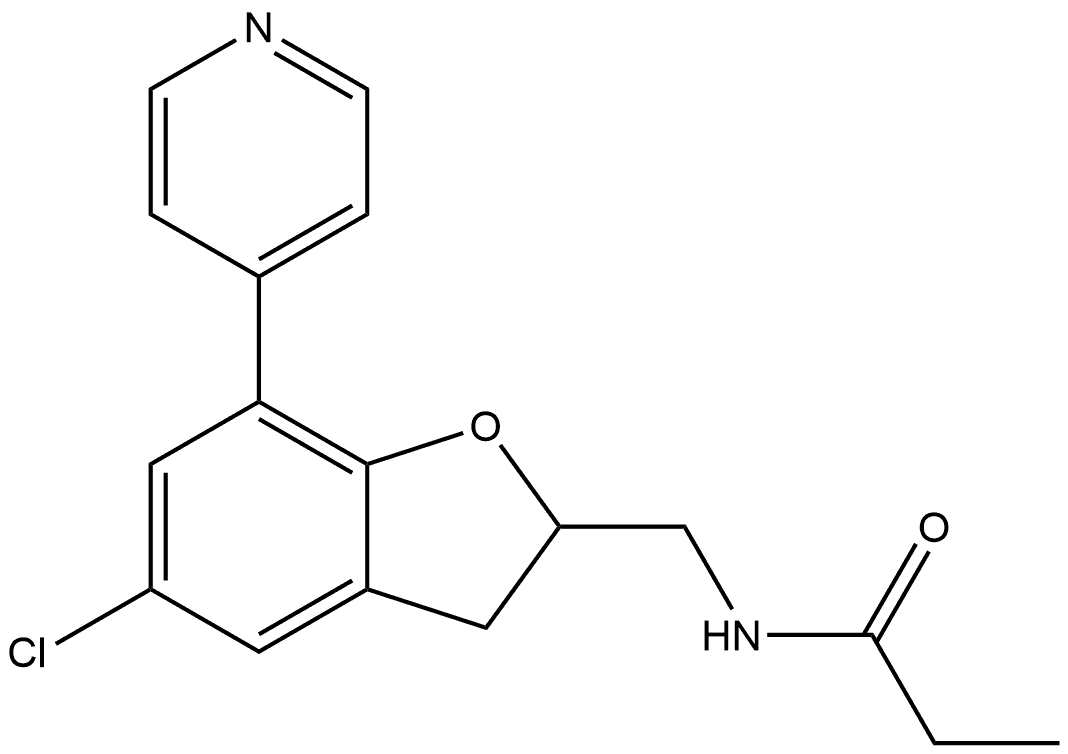 N-[[5-Chloro-2,3-dihydro-7-(4-pyridinyl)-2-benzofuranyl]methyl]propanamide Struktur