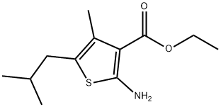3-Thiophenecarboxylic acid, 2-amino-4-methyl-5-(2-methylpropyl)-, ethyl ester Struktur