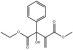 Butanedioic acid, 2-hydroxy-3-methylene-2-phenyl-, 1-ethyl 4-methyl ester Struktur