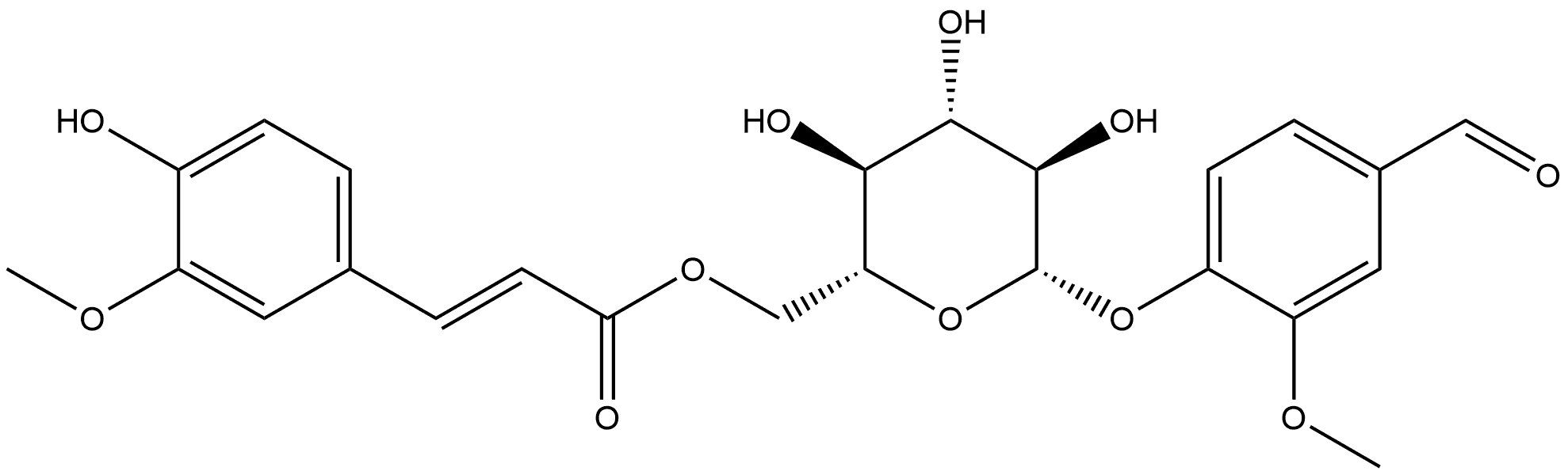 4-[[6-O-[(2E)-3-(4-Hydroxy-3-methoxyphenyl)-1-oxo-2-propen-1-yl]-β-D-glucopyranosyl]oxy]-3-methoxy-benzaldehyde Structure