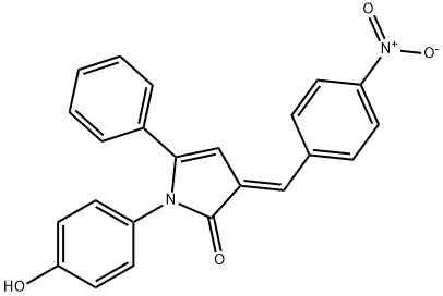 2H-Pyrrol-2-one, 1,3-dihydro-1-(4-hydroxyphenyl)-3-[(4-nitrophenyl)methylene]-5-phenyl-, (3E)- Struktur
