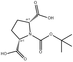 1,2,5-Pyrrolidinetricarboxylic acid, 1-(1,1-dimethylethyl) ester, (2R,5S)-rel- Struktur