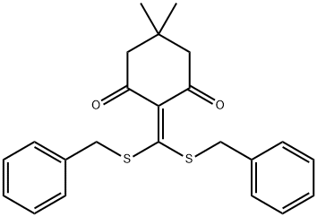 1,3-Cyclohexanedione, 2-[bis[(phenylmethyl)thio]methylene]-5,5-dimethyl- Struktur