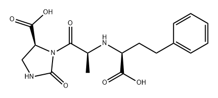 4-Imidazolidinecarboxylic acid, 3-[(2S)-2-[[(1S)-1-carboxy-3-phenylpropyl]amino]-1-oxopropyl]-2-oxo-, (4S)- Struktur