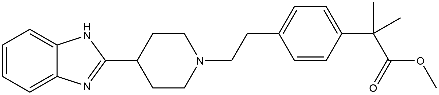 Benzeneacetic acid, 4-[2-[4-(1H-benzimidazol-2-yl)-1-piperidinyl]ethyl]-α,α-dimethyl-, methyl ester Struktur