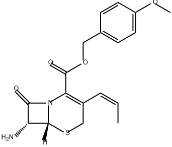 5-Thia-1-azabicyclo[4.2.0]oct-2-ene-2-carboxylic acid, 7-amino-8-oxo-3-(1Z)-1-propen-1-yl-, (4-methoxyphenyl)methyl ester, (6R,7R)- Struktur