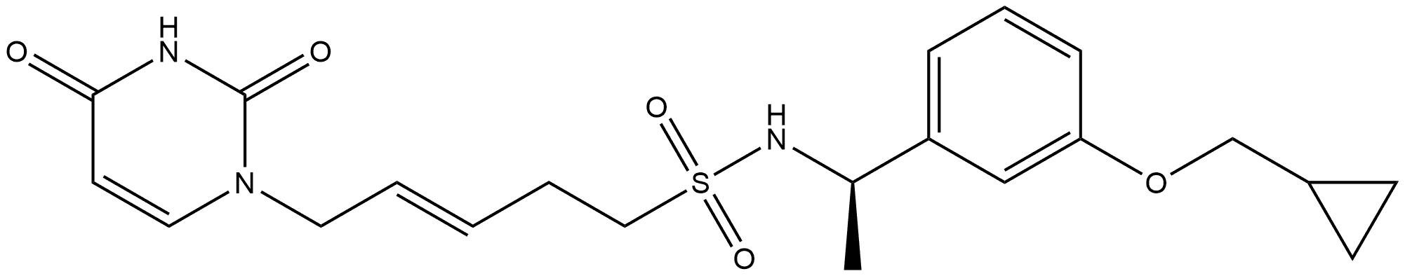 (3E)-N-[(1R)-1-[3-(Cyclopropylmethoxy)phenyl]ethyl]-5-(3,4-dihydro-2,4-dioxo-1(2H)-pyrimidinyl)-3-pentene-1-sulfonamide Struktur