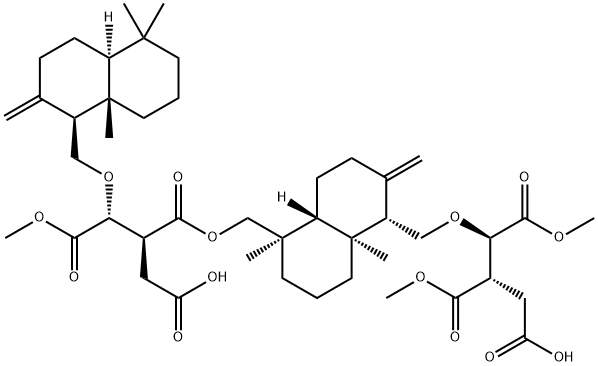 1,2,3-Propanetricarboxylic acid, 1-[[(1S,4aR,5R,8aS)-5-[[(2S,3R)-2-(carboxymethyl)-3-[[(1S,4aS,8aS)-decahydro-5,5,8a-trimethyl-2-methylene-1-naphthalenyl]methoxy]-4-methoxy-1,4-dioxobutoxy]methyl]decahydro-5,8a-dimethyl-2-methylene-1-naphthalenyl]methoxy]-, 1,2-dimethyl ester, (1R,2S)- (9CI) Struktur