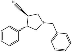 3-Pyrrolidinecarbonitrile, 4-phenyl-1-(phenylmethyl)-, (3R,4S)- Struktur