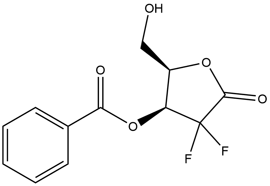 D-threo-Pentonic acid, 2-deoxy-2,2-difluoro-, γ-lactone, 3-benzoate Struktur