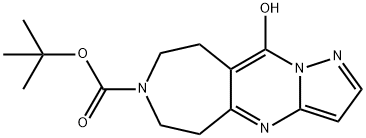 7H-Pyrazolo[1',5':1,2]pyrimido[4,5-d]azepine-7-carboxylic acid, 5,6,8,9-tetrahydro-10-hydroxy-, 1,1-dimethylethyl ester Struktur