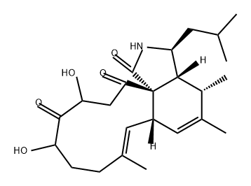 1H-Cycloundec[d]isoindole-1,12,15-trione, 2,3,3a,4,6a,9,10,11,13,14-decahydro-11,13-dihydroxy-4,5,8-trimethyl-3-(2-methylpropyl)-, (3S,3aR,4S,6aS,7E,15aS)- Struktur