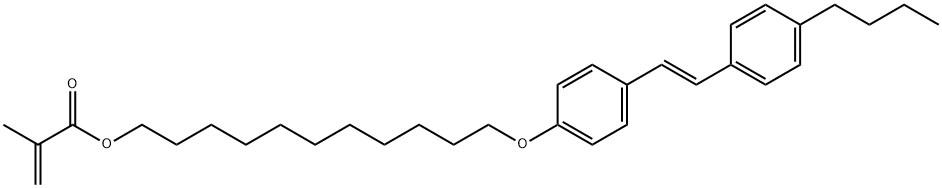 2-Propenoic acid, 2-methyl-, 11-[4-[(1E)-2-(4-butylphenyl)ethenyl]phenoxy]undecyl ester Struktur