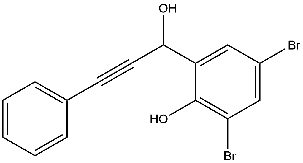 Benzenemethanol, 3,5-dibromo-2-hydroxy-α-(2-phenylethynyl)- Struktur