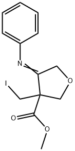 3-Furancarboxylic acid, tetrahydro-3-(iodomethyl)-4-(phenylimino)-, methyl ester Struktur