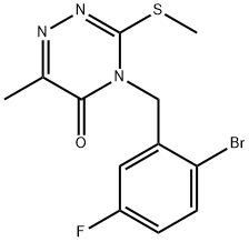 1,2,4-Triazin-5(4H)-one, 4-[(2-bromo-5-fluorophenyl)methyl]-6-methyl-3-(methylthio)- Struktur