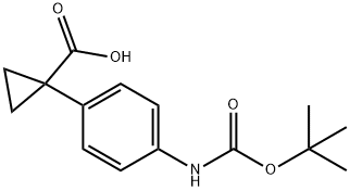 Cyclopropanecarboxylic acid, 1-[4-[[(1,1-dimethylethoxy)carbonyl]amino]phenyl]- Struktur