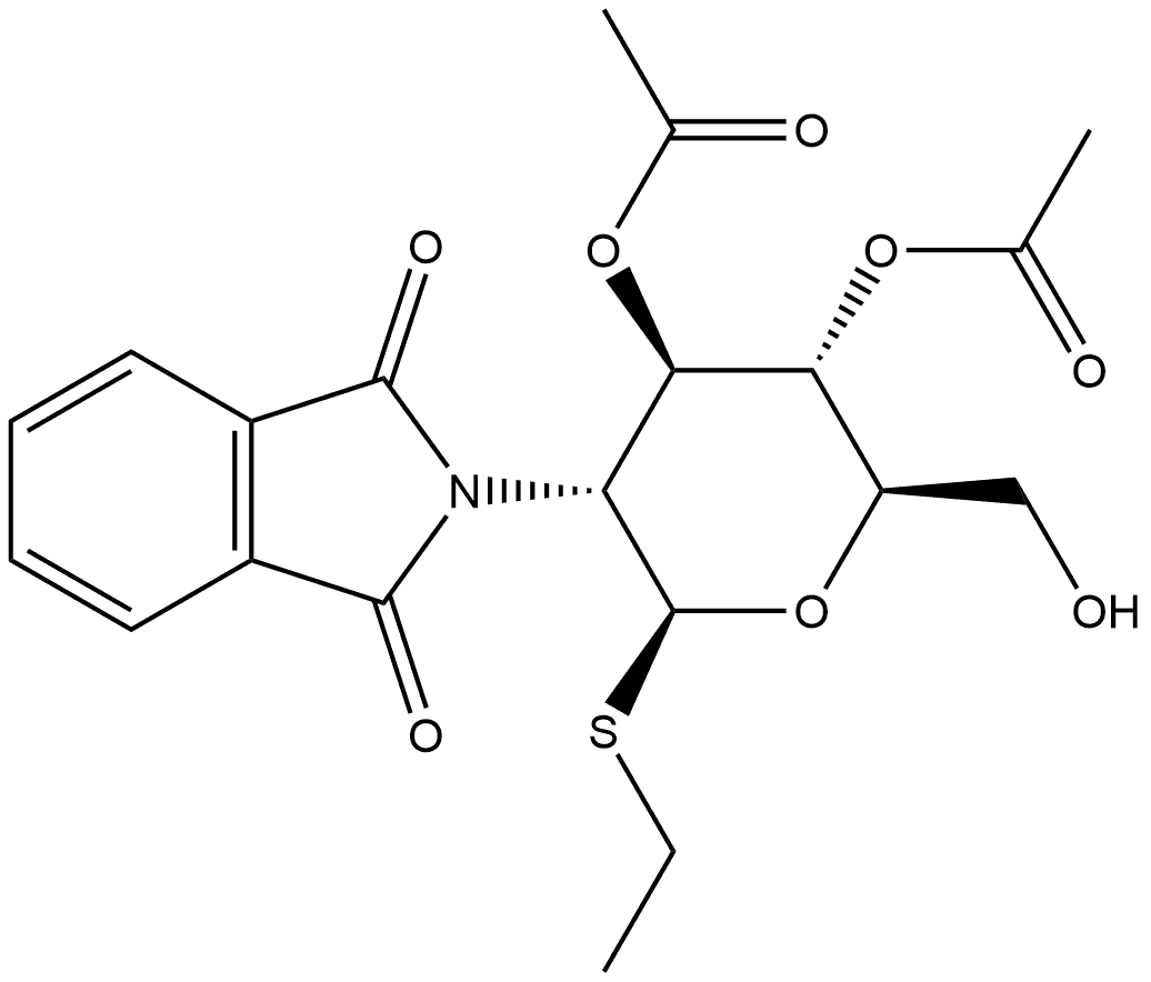 Ethyl 3,4-di-O-acetyl-2-deoxy-2-phthalimido-1-thio-β-D-glucopyranoside Structure