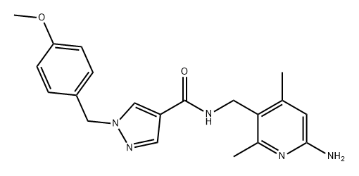 1H-Pyrazole-4-carboxamide, N-[(6-amino-2,4-dimethyl-3-pyridinyl)methyl]-1-[(4-methoxyphenyl)methyl]- Struktur