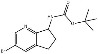 Carbamic acid, N-(3-bromo-6,7-dihydro-5H-cyclopenta[b]pyridin-7-yl)-, 1,1-dimethylethyl ester Struktur