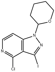 4-CHLORO-1-(TETRAHYDRO-2H-PYRAN-2-YL)-3-IODO-1H-PYRAZOLO[4,3-C]PYRIDINE Struktur