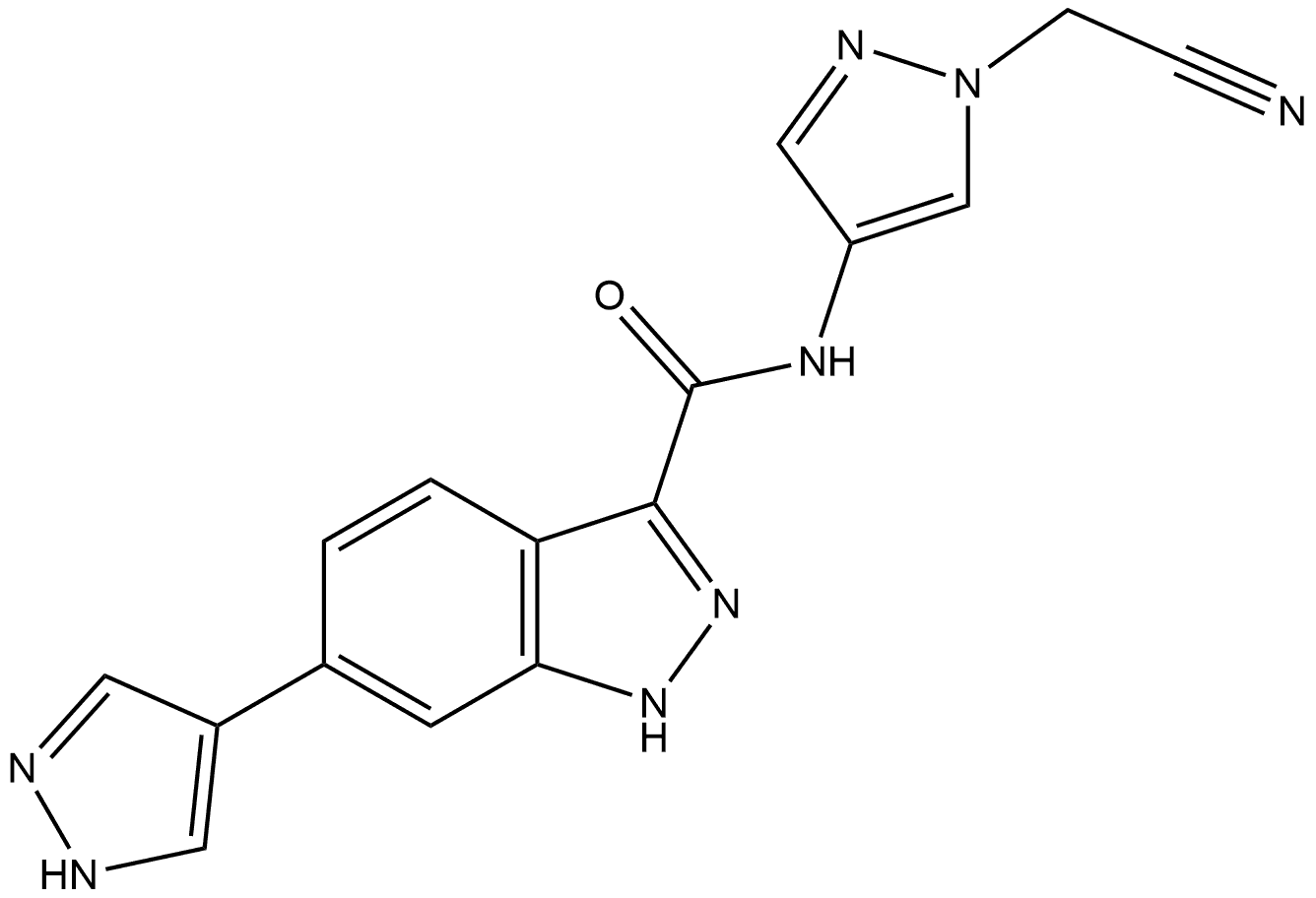 N-[1-(Cyanomethyl)-1H-pyrazol-4-yl]-6-(1H-pyrazol-4-yl)-1H-indazole-3-carboxamide Struktur