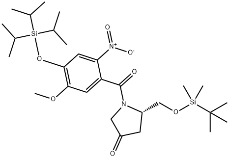 3-Pyrrolidinone, 5-[[[(1,1-dimethylethyl)dimethylsilyl]oxy]methyl]-1-[5-methoxy-2-nitro-4-[[tris(1-methylethyl)silyl]oxy]benzoyl]-, (5S)- Struktur