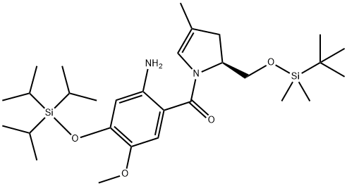 Methanone, [2-amino-5-methoxy-4-[[tris(1-methylethyl)silyl]oxy]phenyl][(2S)-2-[[[(1,1-dimethylethyl)dimethylsilyl]oxy]methyl]-2,3-dihydro-4-methyl-1H-pyrrol-1-yl]- Struktur