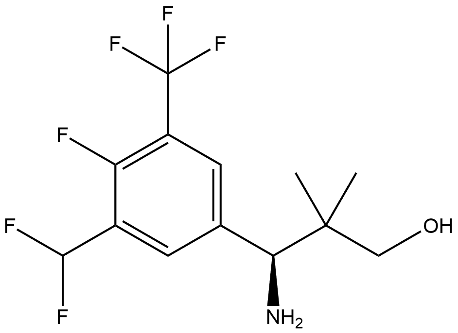 (S)-3-amino-3-(3-(difluoromethyl)-4-fluoro-5-(trifluoromethyl)phenyl)-2,2-dimethylpropan-1-ol Struktur