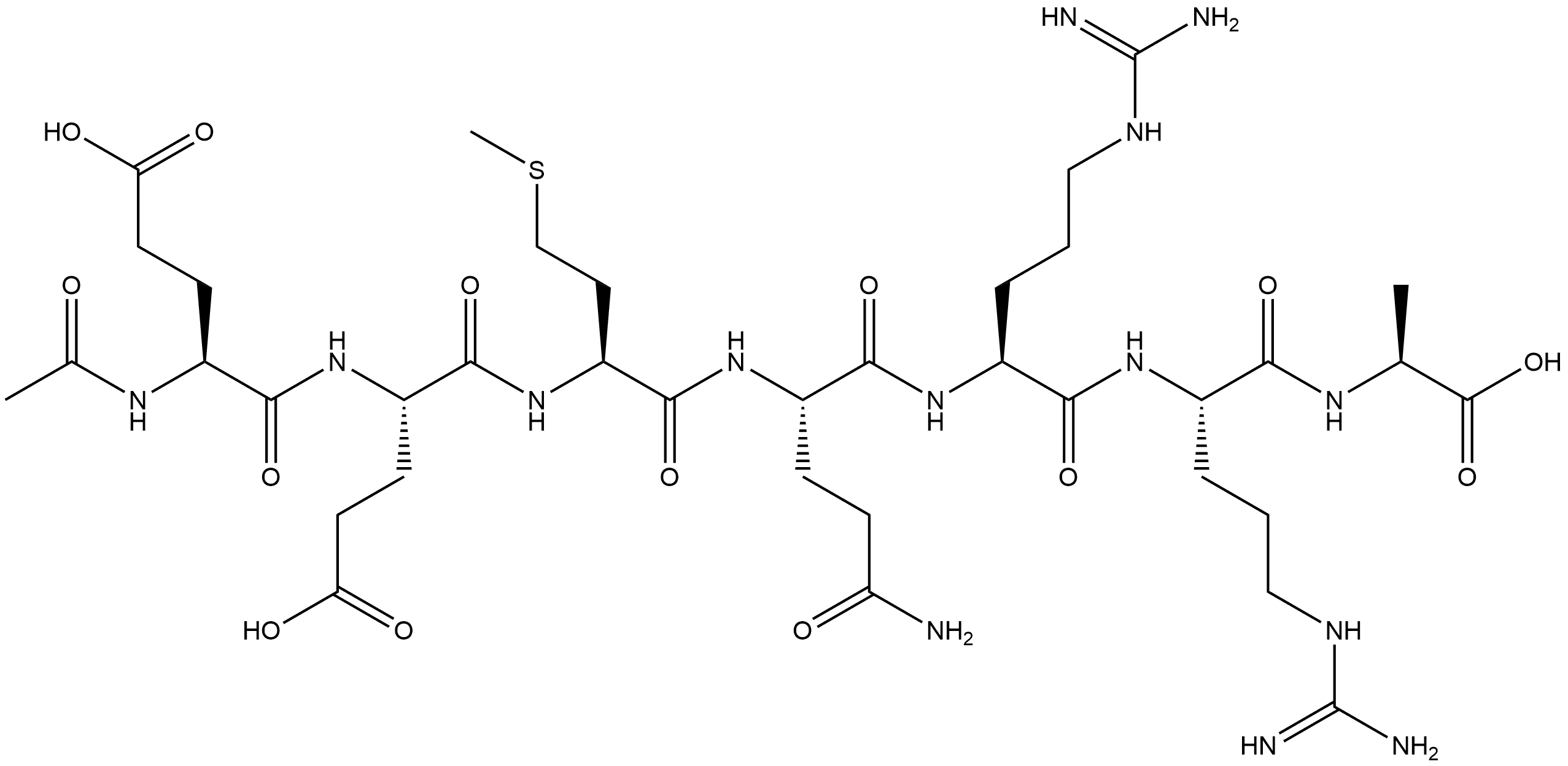 L-Alanine, N-acetyl-L-α-glutamyl-L-α-glutamyl-L-methionyl-L-glutaminyl-L-arginyl-L-arginyl- Structure