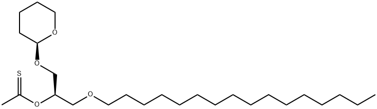 (R)-1-O-hexadecyl-3-O-tetrahydropyranyl-2-thioacetyl-2-desoxyglycerol Struktur
