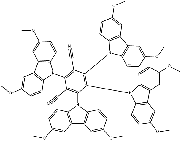 1,3-Benzenedicarbonitrile, 2,4,5,6-tetrakis(3,6-dimethoxy-9H-carbazol-9-yl)- Struktur