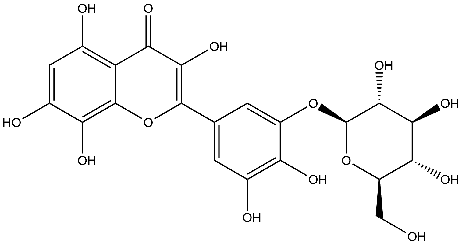 4H-1-Benzopyran-4-one, 2-[3-(β-D-glucopyranosyloxy)-4,5-dihydroxyphenyl]-3,5,7,8-tetrahydroxy- Structure
